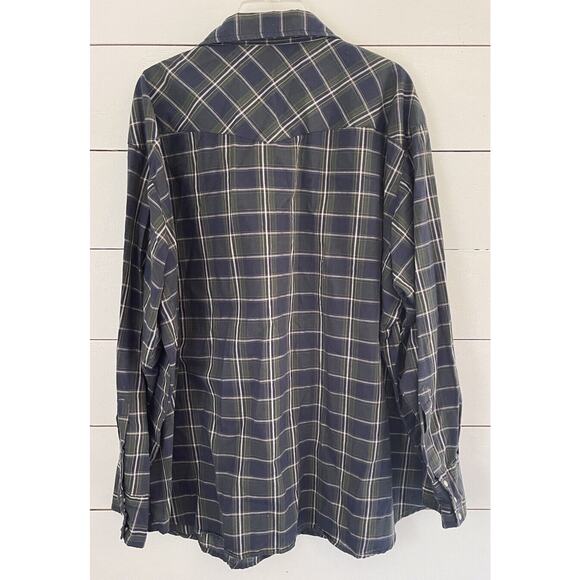 Bit & Bridle Men’s Long Sleeve Green Plaid Pearl Snap Shirt Size 4X - Picture 5 of 10